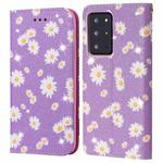 For Samsung Galaxy Note20 Ultra Glittering Daisy Magnetic Horizontal Flip Leather Case with Holder & Card Slots & Photo Frame(Purple)