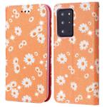 For Samsung Galaxy Note20 Ultra Glittering Daisy Magnetic Horizontal Flip Leather Case with Holder & Card Slots & Photo Frame(Orange)