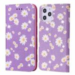 For iPhone 12 Pro Max Glittering Daisy Magnetic Horizontal Flip Leather Case with Holder & Card Slots & Photo Frame(Purple)