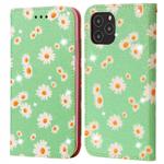 For iPhone 12 / 12 Pro Glittering Daisy Magnetic Horizontal Flip Leather Case with Holder & Card Slots & Photo Frame(Green)