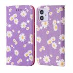 For iPhone 12 mini Glittering Daisy Magnetic Horizontal Flip Leather Case with Holder & Card Slots & Photo Frame(Purple)
