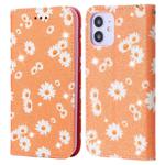 For iPhone 12 mini Glittering Daisy Magnetic Horizontal Flip Leather Case with Holder & Card Slots & Photo Frame(Orange)