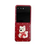 For Motorola Razr 40 Ultra Skin Fee Litchi Pattern Scarf Embroidered Dog Phone Case(Red Polka Dots)