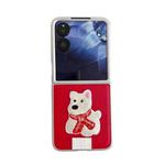 For Xiaomi Mix Flip Skin Fee Litchi Pattern Scarf Embroidered Dog Phone Case(Red)