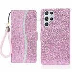For Samsung Galaxy S25 Ultra 5G Glitter Powder Filp Leather Phone Case(Pink)