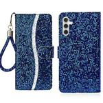 For Samsung Galaxy S25 5G Glitter Powder Filp Leather Phone Case(Blue)