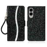For Samsung Galaxy S25 Edge 5G Glitter Powder Filp Leather Phone Case(Black)