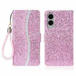 For Samsung Galaxy S25 Edge 5G Glitter Powder Filp Leather Phone Case(Pink)