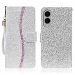 For Samsung Galaxy S25 Edge 5G Glitter Powder Filp Leather Phone Case(Silver)