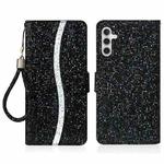 For Samsung Galaxy S25 FE 5G Glitter Powder Filp Leather Phone Case(Black)