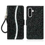 For Samsung Galaxy A56 5G Glitter Powder Filp Leather Phone Case(Black)