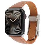 For Apple Watch 46mm / 49mm / 45mm / 44mm Slim Magnetic Buckle Genuine Leather Watch Band(Brown)