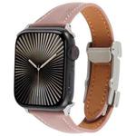 For Apple Watch 46mm / 49mm / 45mm / 44mm Slim Magnetic Buckle Genuine Leather Watch Band(Smoky Purple)