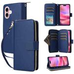 For iPhone 17 Nine-card Slots Zipper Wallet Bag Leather Phone Case(Blue)
