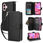 For iPhone 17 Nine-card Slots Zipper Wallet Bag Leather Phone Case(Black)