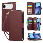 For iPhone 17 Air Nine-card Slots Zipper Wallet Bag Leather Phone Case(Wine Red)