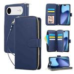 For iPhone 17 Air Nine-card Slots Zipper Wallet Bag Leather Phone Case(Blue)