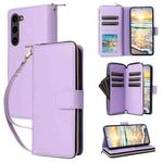 For Samsung Galaxy S23 5G Nine-card Slots Zipper Wallet Bag Leather Phone Case(Purple)