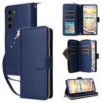 For Samsung Galaxy S23 5G Nine-card Slots Zipper Wallet Bag Leather Phone Case(Blue)