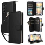 For Samsung Galaxy S23 5G Nine-card Slots Zipper Wallet Bag Leather Phone Case(Black)