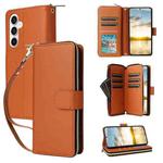 For Samsung Galaxy S23 FE 5G Nine-card Slots Zipper Wallet Bag Leather Phone Case(Brown)