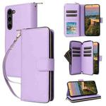 For Samsung Galaxy S23+ 5G Nine-card Slots Zipper Wallet Bag Leather Phone Case(Purple)