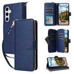 For Samsung Galaxy S24 5G Nine-card Slots Zipper Wallet Bag Leather Phone Case(Blue)