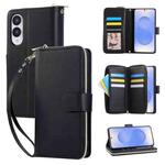For Samsung Galaxy S25 Edge 5G Nine-card Slots Zipper Wallet Bag Leather Phone Case(Black)