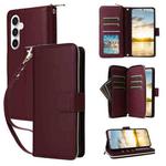 For Samsung Galaxy S25 FE 5G Nine-card Slots Zipper Wallet Bag Leather Phone Case(Wine Red)