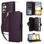 For Samsung Galaxy S25 FE 5G Nine-card Slots Zipper Wallet Bag Leather Phone Case(Dark Purple)