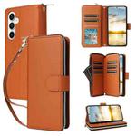 For Samsung Galaxy S25 FE 5G Nine-card Slots Zipper Wallet Bag Leather Phone Case(Brown)