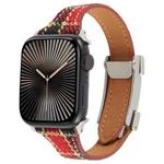 For Apple Watch 46mm / 49mm / 45mm / 44mm Slim Magnetic Buckle Napped Fabric Leather Watch Band(Red)