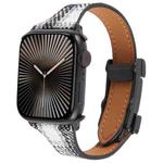 For Apple Watch 42mm / 41mm / 40mm / 38mm Slim Magnetic Buckle Napped Fabric Leather Watch Band(Grey)