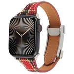 For Apple Watch 42mm / 41mm / 40mm / 38mm Slim Magnetic Buckle Napped Fabric Leather Watch Band(Red)