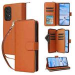 For Samsung Galaxy A33 5G Nine-card Slots Zipper Wallet Bag Leather Phone Case(Brown)