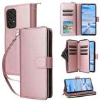For Samsung Galaxy A33 5G Nine-card Slots Zipper Wallet Bag Leather Phone Case(Rose Gold)