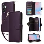 For Samsung Galaxy A36 5G Nine-card Slots Zipper Wallet Bag Leather Phone Case(Dark Purple)