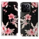 For Honor X7C 4G / 200 Smart Colored Drawing Marble Pattern Leather Phone Case(Azalea)