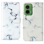 For Motorola Moto G35 Colored Drawing Marble Pattern Leather Phone Case(White Marble)