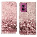 For Motorola Moto G55 Colored Drawing Marble Pattern Leather Phone Case(Rose Gold)