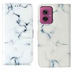 For Motorola Moto G55 Colored Drawing Marble Pattern Leather Phone Case(White Marble)