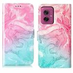 For Motorola Moto G55 Colored Drawing Marble Pattern Leather Phone Case(Pink Green Marble)