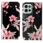 For Motorola Moto G75 Colored Drawing Marble Pattern Leather Phone Case(Azalea)