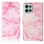 For Motorola Moto G75 Colored Drawing Marble Pattern Leather Phone Case(Pink Marble)