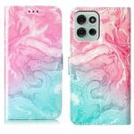 For Motorola Moto G75 Colored Drawing Marble Pattern Leather Phone Case(Pink Green Marble)