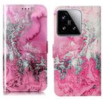 For Xiaomi 15 Colored Drawing Marble Pattern Leather Phone Case(Pink Seawater)