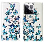For Xiaomi 15 Pro Colored Drawing Marble Pattern Leather Phone Case(Little Blue Butterflies)