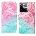 For Xiaomi 15 Pro Colored Drawing Marble Pattern Leather Phone Case(Pink Green Marble)