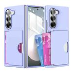 For Samsung Galaxy Z Fold6 5G Skin Feel Transparent Card Bag Phone Case(Light Purple)