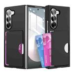 For Samsung Galaxy Z Fold6 5G Skin Feel Transparent Card Bag Phone Case(Black)